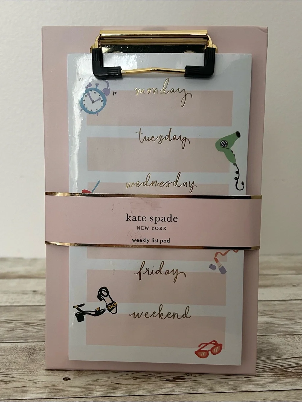 NWT Kate Spade Fashionably Late Desktop Weekly List Pad in Pink To Do List Work